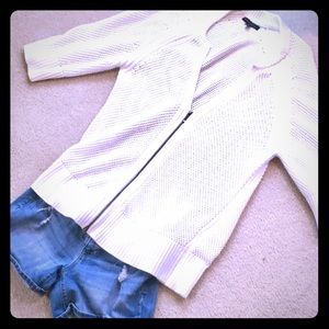 White 3/4 length sleeve summer sweater